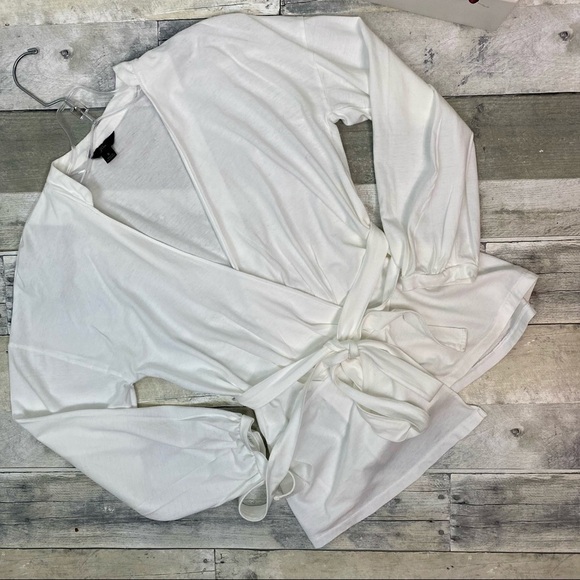 J.Crew White wrap long sleeve top size S - Picture 7 of 8